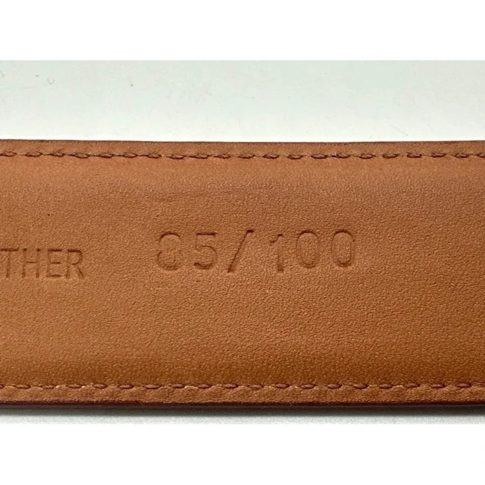Canali Mens Tan Brown Genuine Leather Belt Made in Italy Size 85/100 Solid Brass